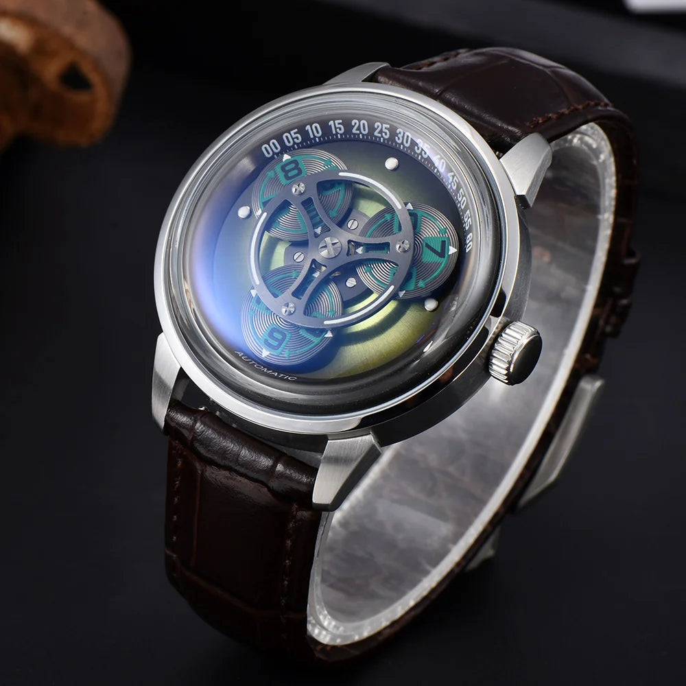 MIYOTA 8215 men's watch 42mm improved Automatic mechanical movement 316L green luminous stainless steel case will turn the watch