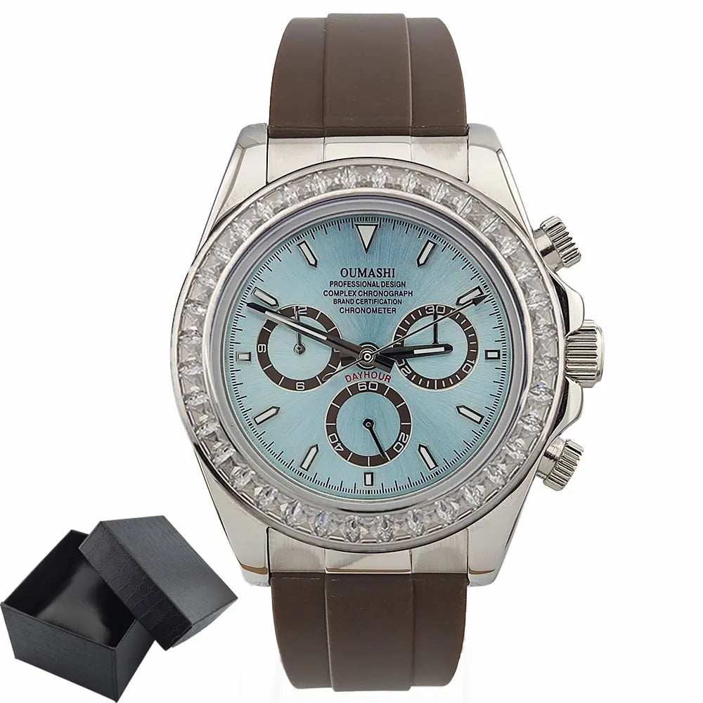 men 4130 watches sapphire Glass GEM automatic mechanical watch 39.3mm 4130 movement men's chronograph watch Waterproof 10ATM