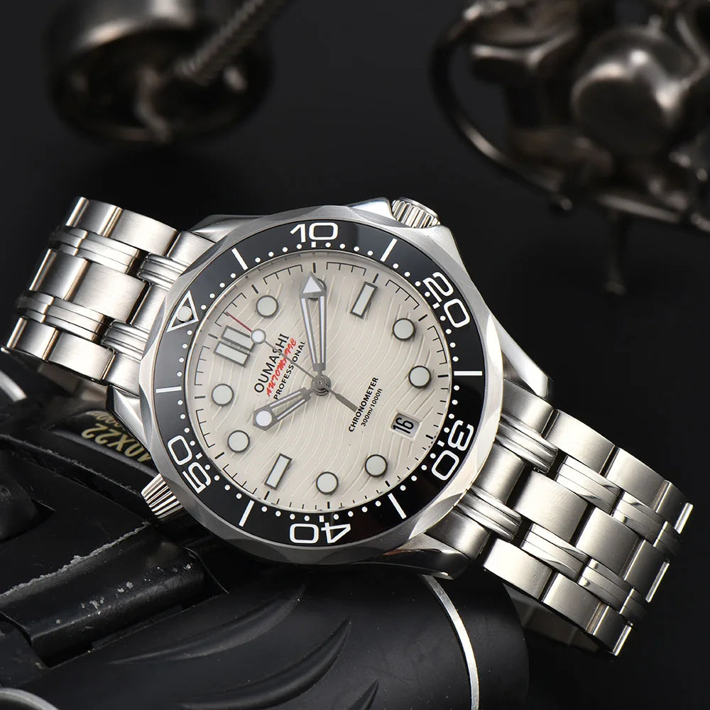 Watch man New Blue White Ceramic Bezel Men Luxury Mechanical Watch NH35 Automatic Bracelet Accessories 007 sapphire Watch