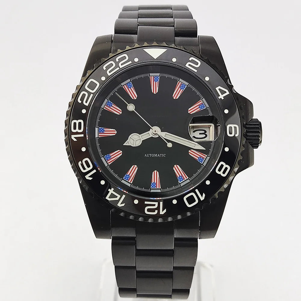 NH35 Watch 40.8mm Men's watch Super Luminous Flag Dial Stainless Steel sapphire Glass Men's luxury watch waterproof 10ATM