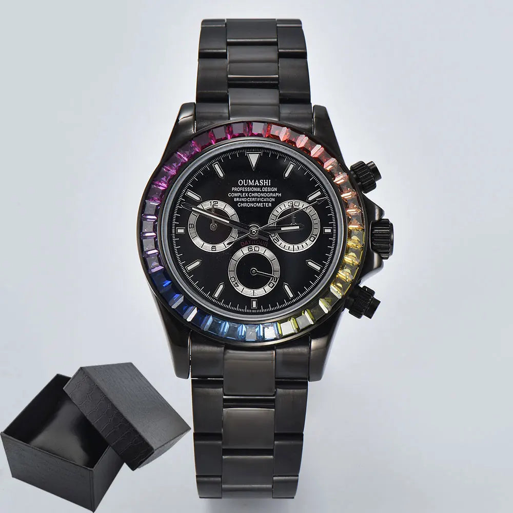 men 4130 WATCH sapphire Glass GEM black automatic mechanical watch 39.3mm  4130 movement chronograph watch Waterproof 10ATM