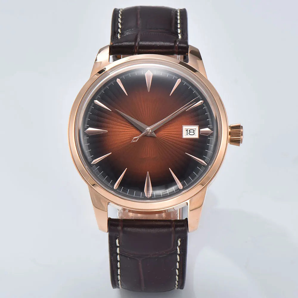 Cocktail watch 40.5mm watch Gemstone Series NH35 Automatic mechanical Men's Watch 10ATM Mineral glass waterproof leather strap