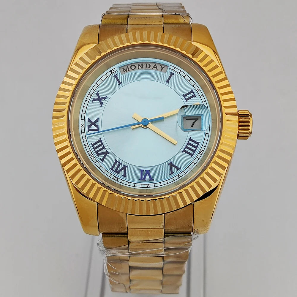 39mm OUMASHI WATCH men's mechanical watch sky blue Roman dial luxury automatic watch men's Japan MIYOTA 8285 sapphire crystal