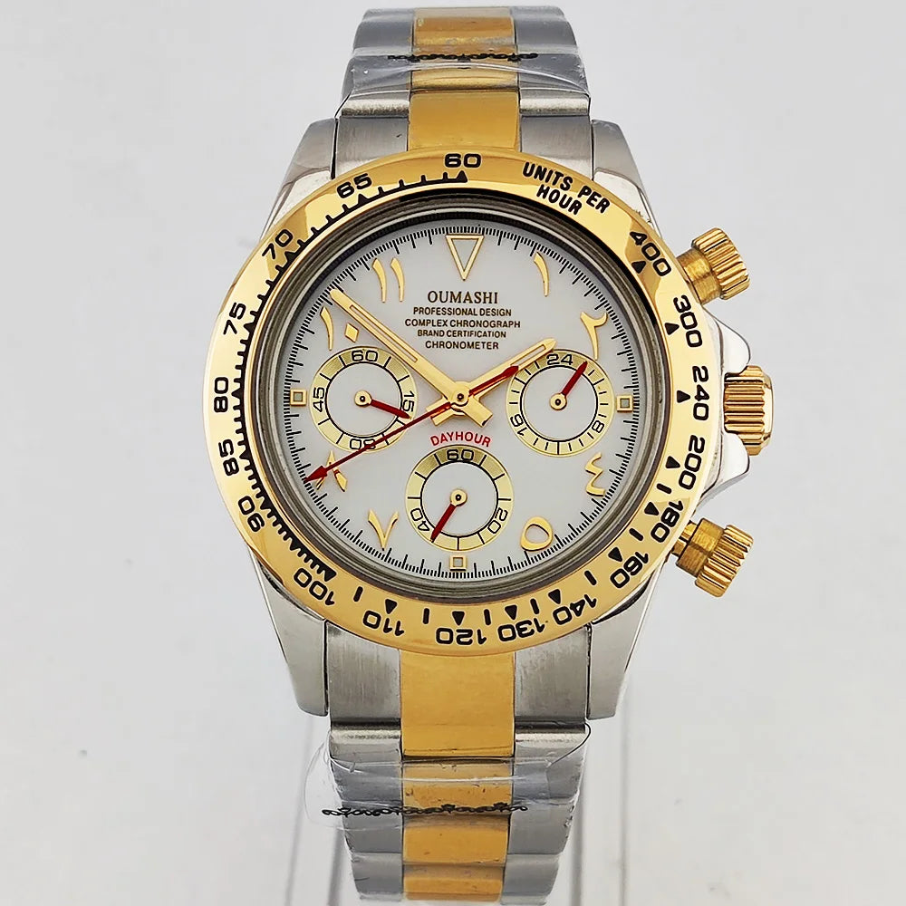 VK63 WATCH 39.3MM Casual Vk63 Quartz Movement Watch Men's waterproof steel case Arabian Dial Chronograph Luminous watch