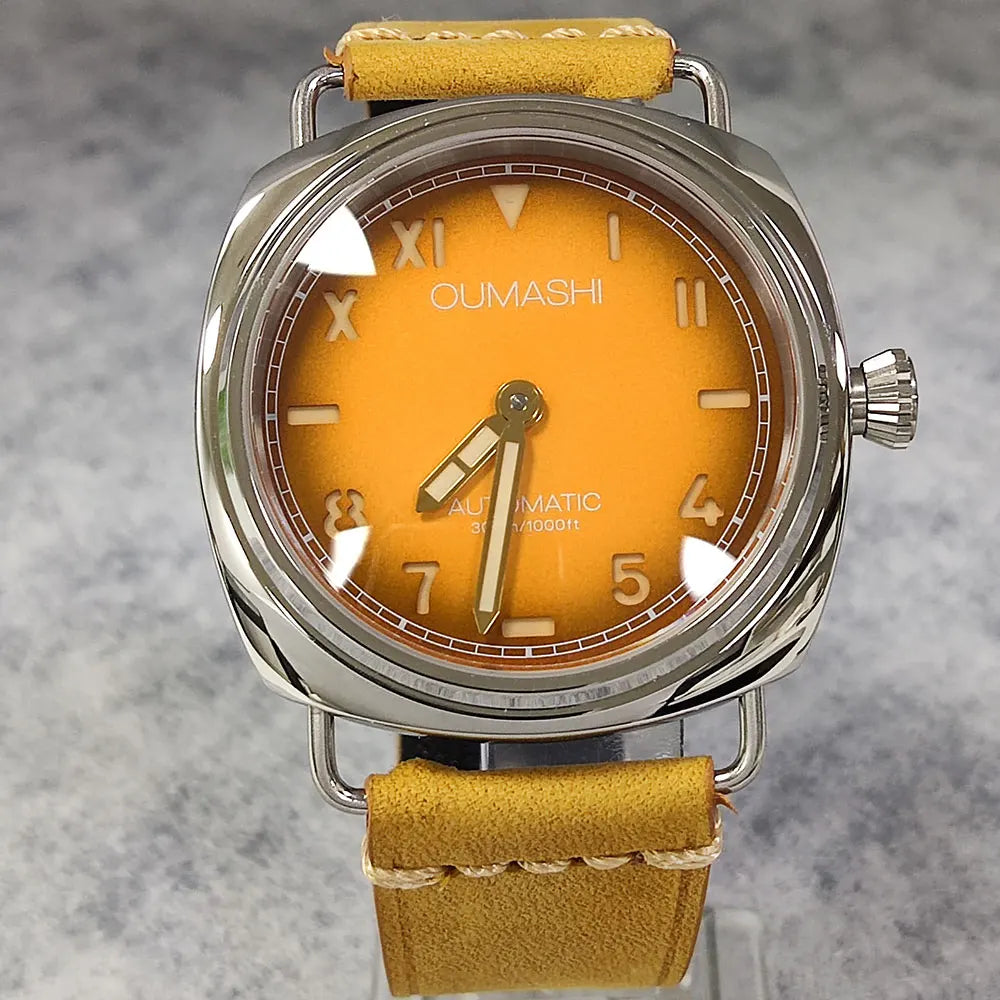 Watches 45mm Men's Manual Mechanical Watch FIT ST3600/eta6497 Movement Retro Style Luminous Mineral Glass 10ATM Water Resistance