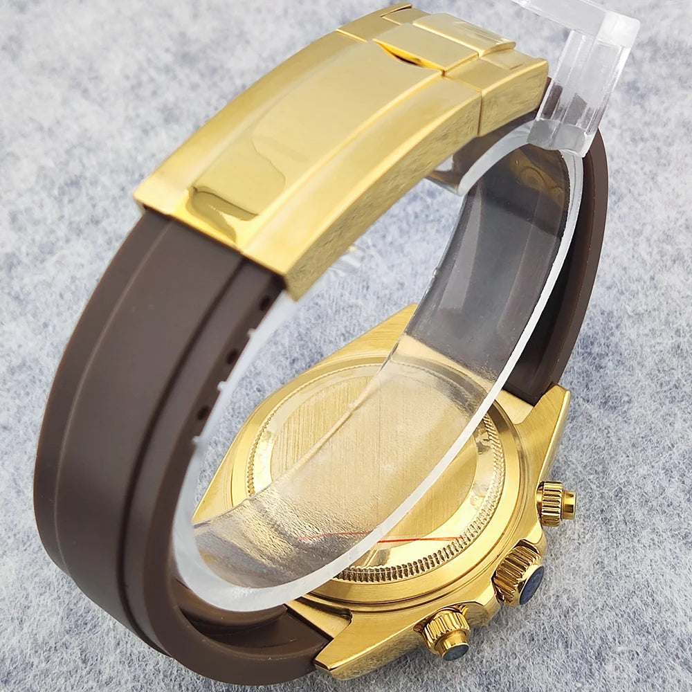 39.3mm Luxury men's Watch VK63 Dial Gemstone Men's Brand Chronograph VK63 sapphire glass Tiger diamond dial