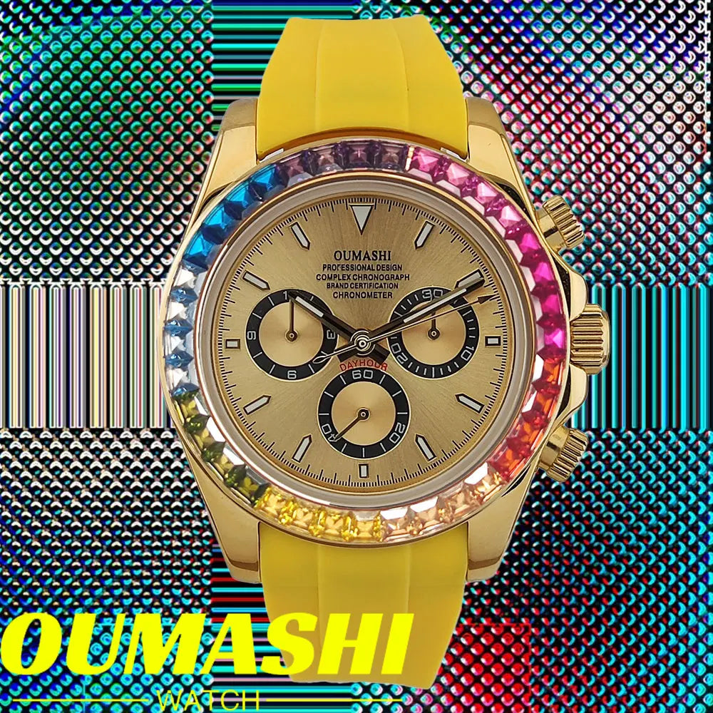 Luxury watches gold Chronograph Equation Racing Men Automatic Mechanical Watch Waterproof 10ATM Sapphire 4801 4130 Movement