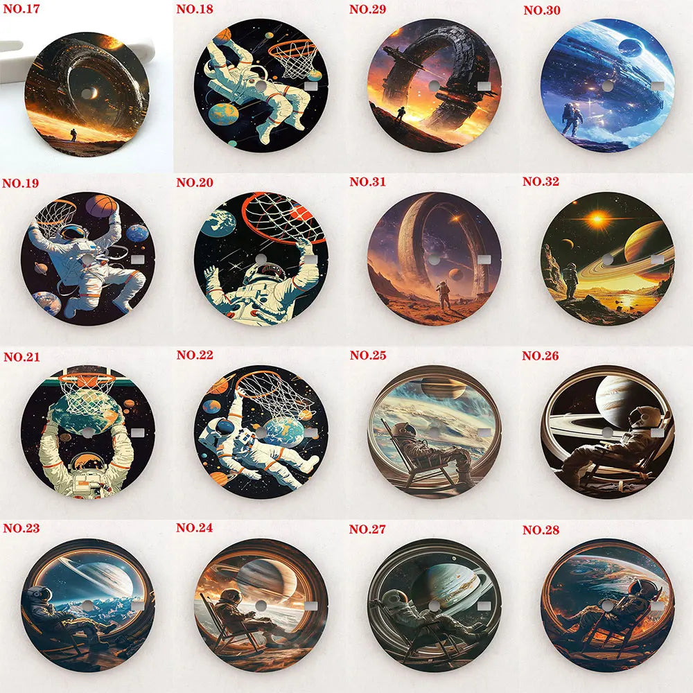 28.5mm watch dial NH35 dial astronaut custom dial color printing watch components compatible with NH35/36 movement