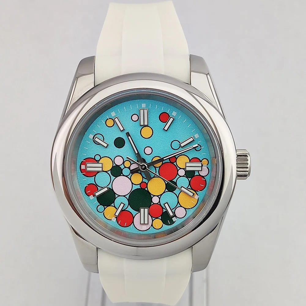 36mm/39mm Men's and women watches color bubble watch NH35 Mechanical watch sapphire glass waterproof watch rubber bracelet 20mm
