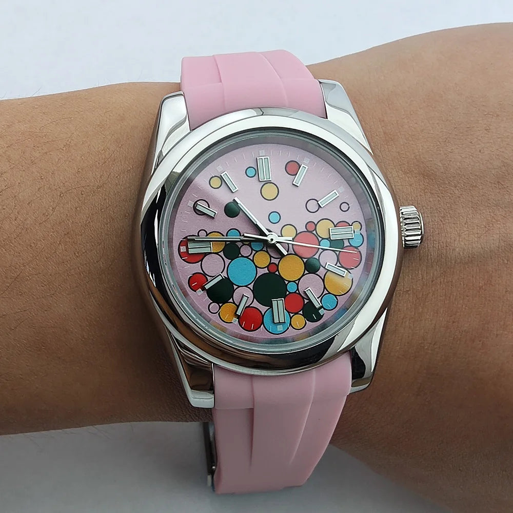 36mm/39mm Men's and women watches color bubble watch NH35 Mechanical watch sapphire glass waterproof watch rubber bracelet 20mm