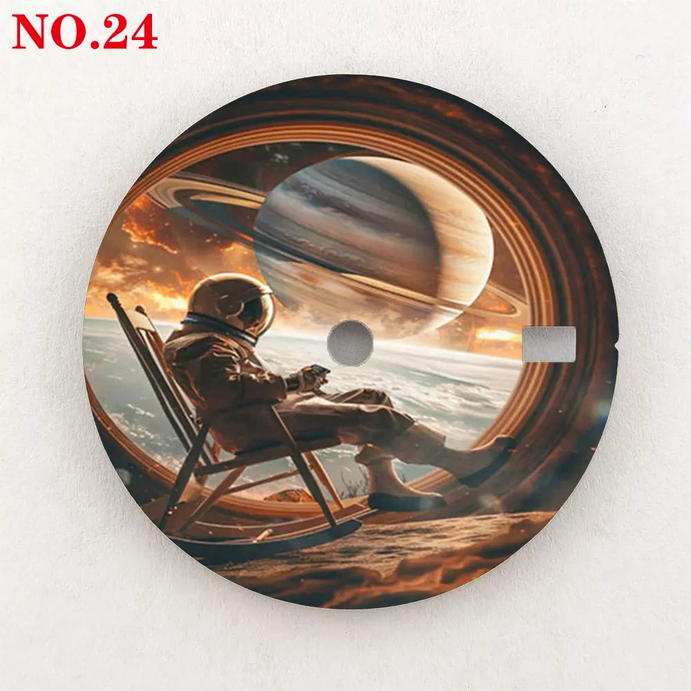 28.5mm watch dial NH35 dial astronaut custom dial color printing watch components compatible with NH35/36 movement
