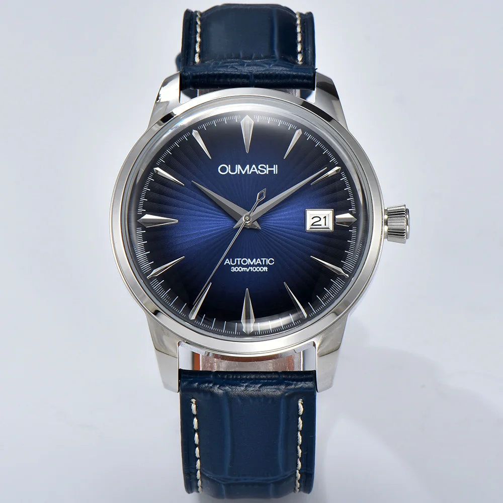 Cocktail watch 40.5mm watch Gemstone Series NH35 Automatic mechanical Men's Watch 10ATM Mineral glass waterproof leather strap