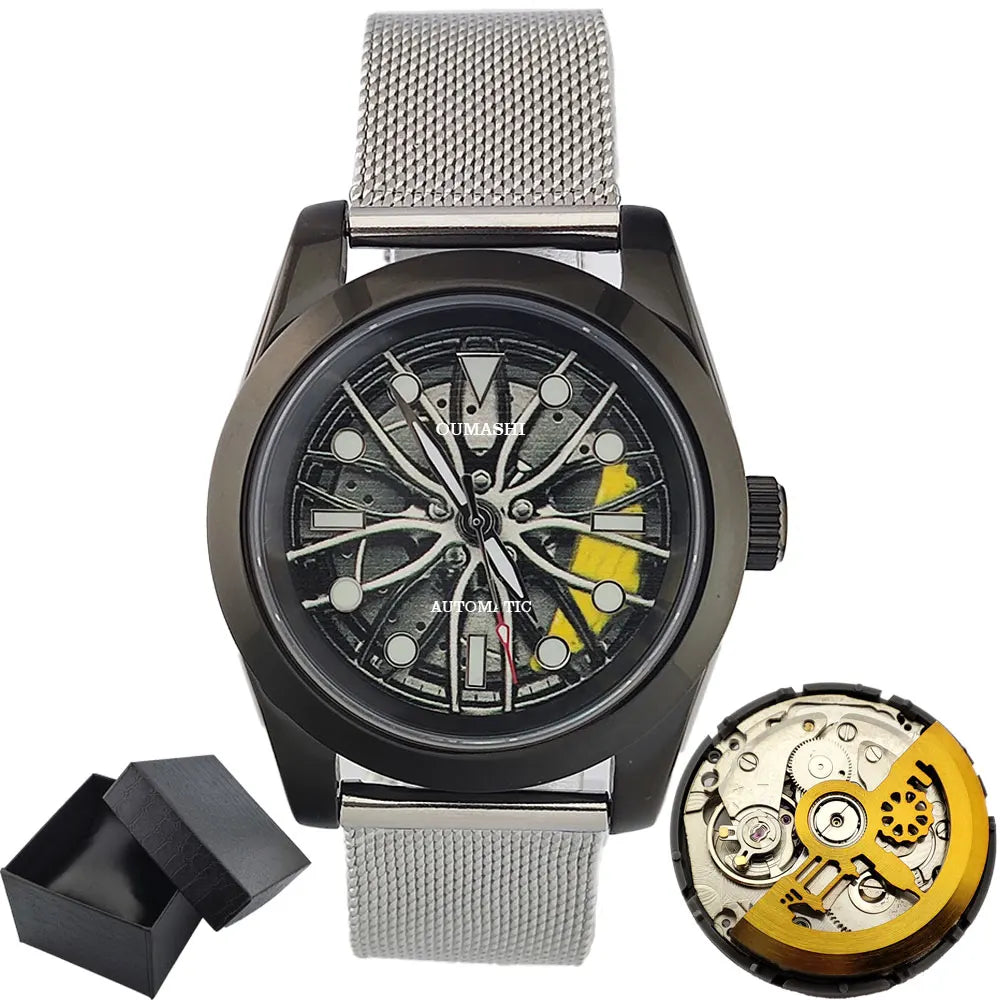 NH35 WATCH Men Watches Waterproof Rotary Sport Car Rim Man Luxury Watch Fashion Stainless Steel Men's mechanical watch