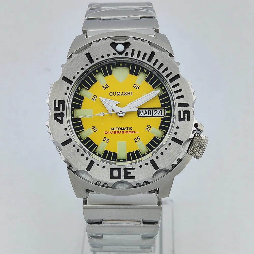 men watch NH36 movement 20ATM waterproof steel watch Men's Red teeth Sea monster automatic mechanical watch sports diving watch