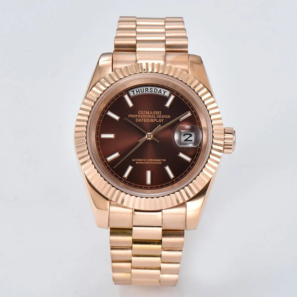 39mm Men's watch 8285 Watch Chocolate Dial Stainless Steel sapphire Glass Men's Automatic Watch 10bar Waterproof miyota 8285