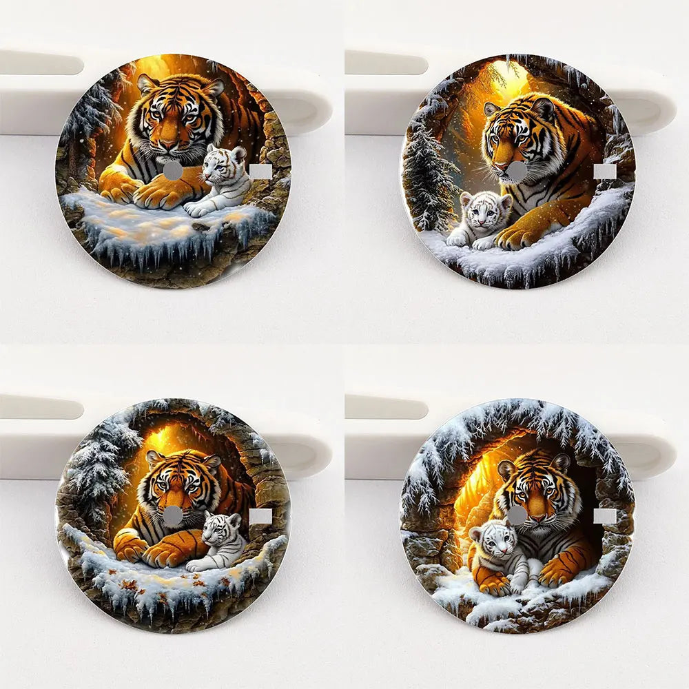 The 28.5mm tiger-patterned dial NH35 dial creative color-printed series dial is suitable for NH35/36 movement watch accessories