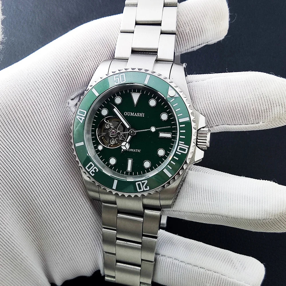 diving men watch 40.5mm NH38 automatic Men's watch Hollow dial dial sapphire glass luminous automatic watch NH38 movement