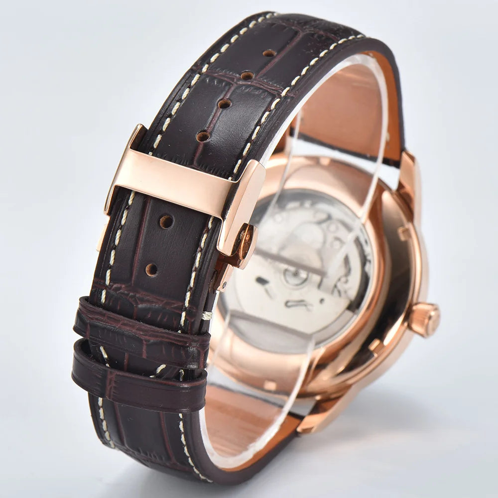 Watch 40.5mm Men's fashion mechanical watch NH38 Skeleton dial design Retro circular case transparent cover men's cocktail watch