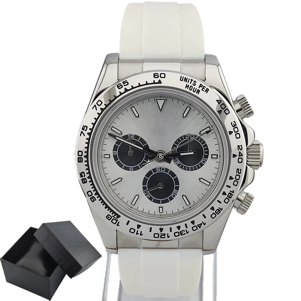 Men's 4130 Automatic Watch Automatic Chronograph Code Watch Stainless Steel sapphire Glass Luxury rubber strap Sports Men's watc