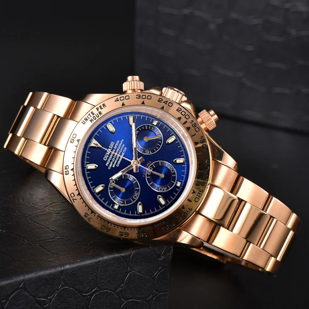 VK63 watch 39.3mm Luxury Watch Men's Chronograph Men's watch vk63 case rose gold BLUE VK63 Men's Chronograph Waterproof 10ATM