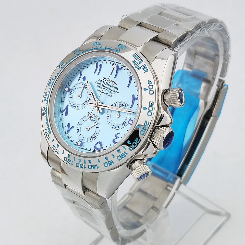 39.3mm watch VK Series 63 Men's watch Arabian Dial Men's watch Luxury Quartz watch VK63 Sport Chronograph Sapphire Glass watches