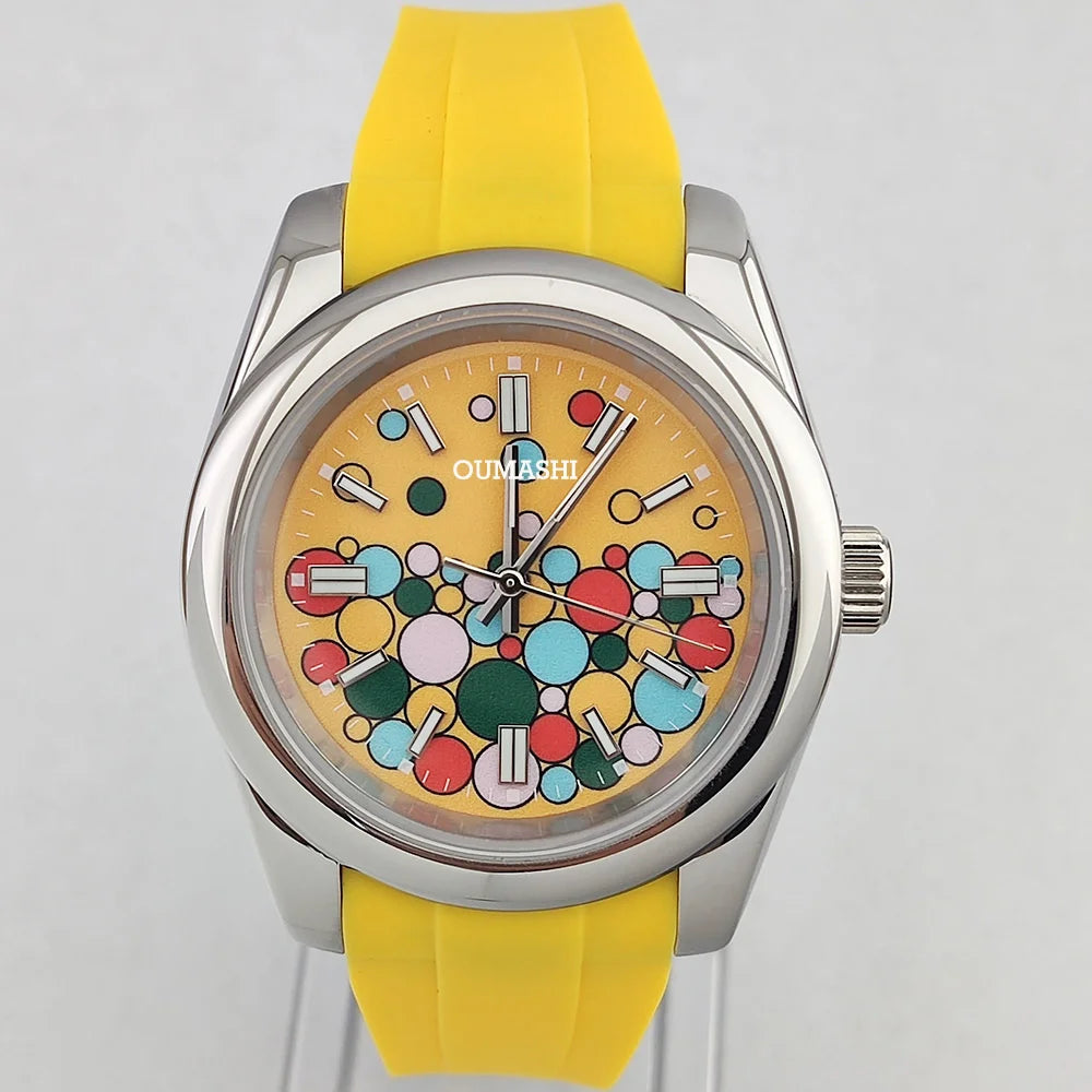36mm/39mm Men's and women watches color bubble watch NH35 Mechanical watch sapphire glass waterproof watch rubber bracelet 20mm