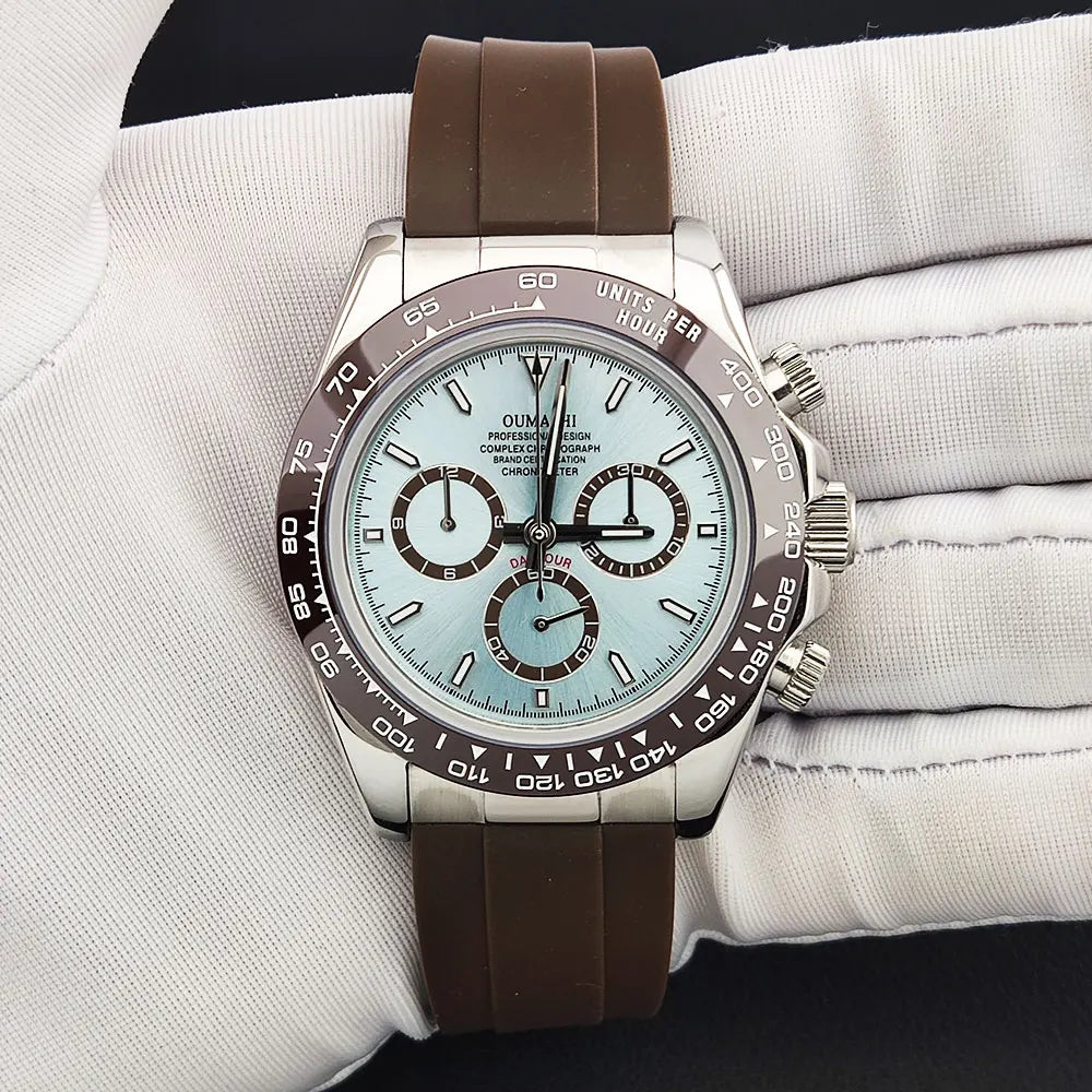 Men's 4130 Automatic Watch Automatic Chronograph Code Watch Stainless Steel sapphire Glass Luxury rubber strap Sports Men's watc