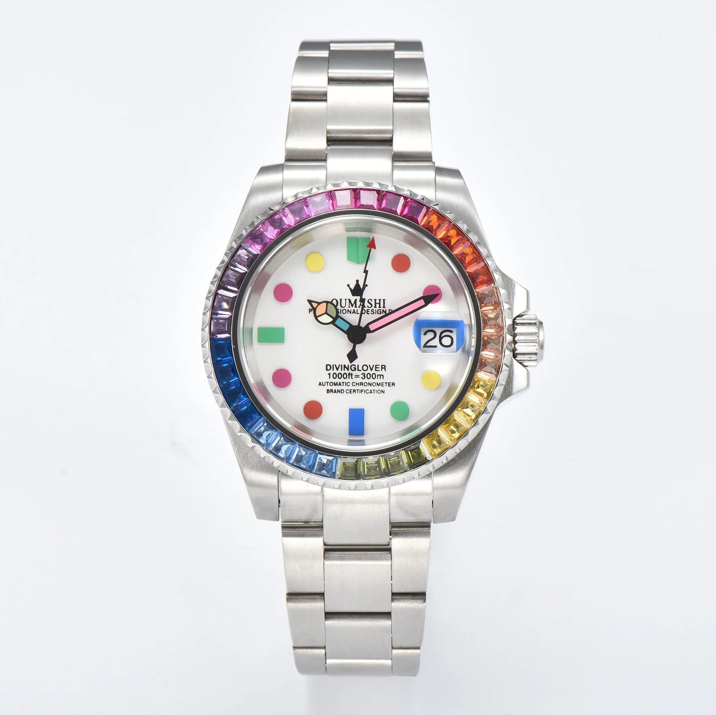 40mm Gem Diving Watch NH35 Movement waterproof sapphire glass luxury Men's NH35 Watch stainless steel strap blue green luminous