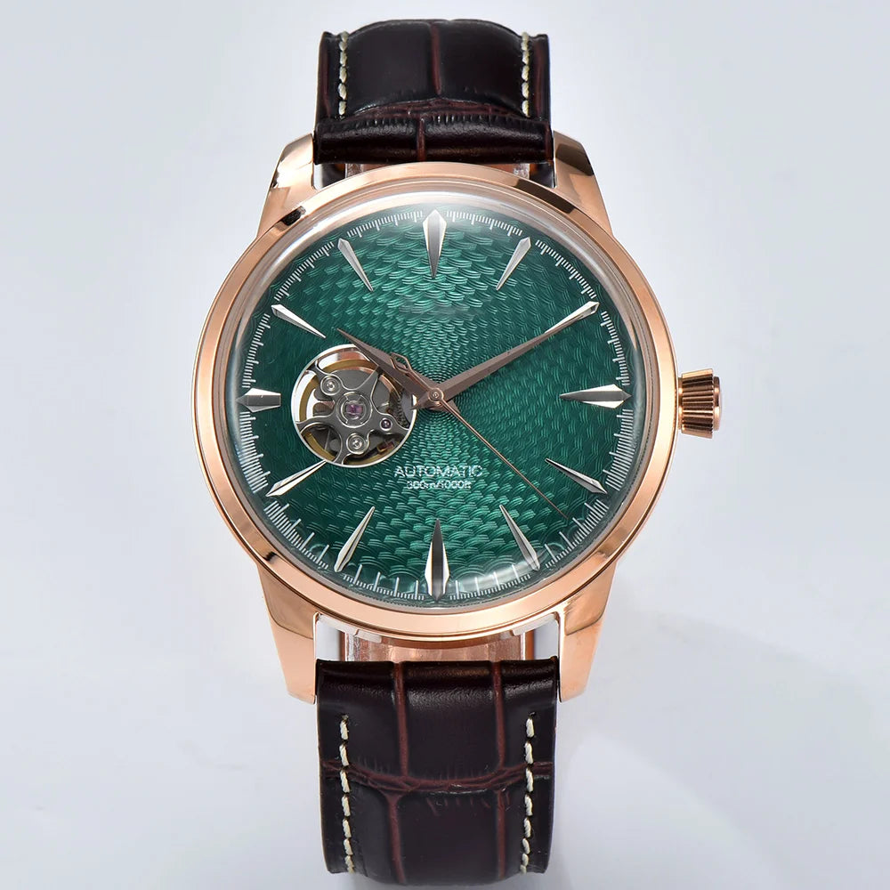 Watch 40.5mm Men's fashion mechanical watch NH38 Skeleton dial design Retro circular case transparent cover men's cocktail watch