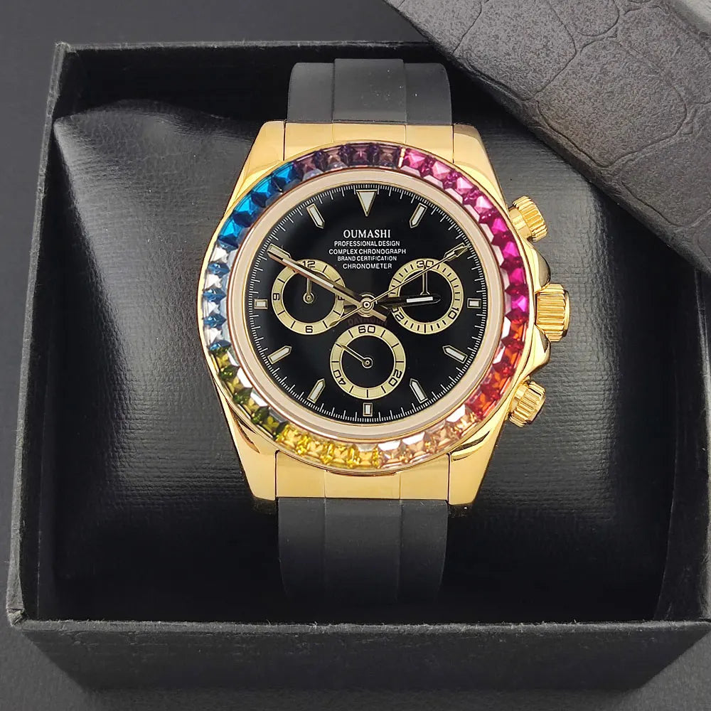 Luxury watches gold Chronograph Equation Racing Men Automatic Mechanical Watch Waterproof 10ATM Sapphire 4801 4130 Movement