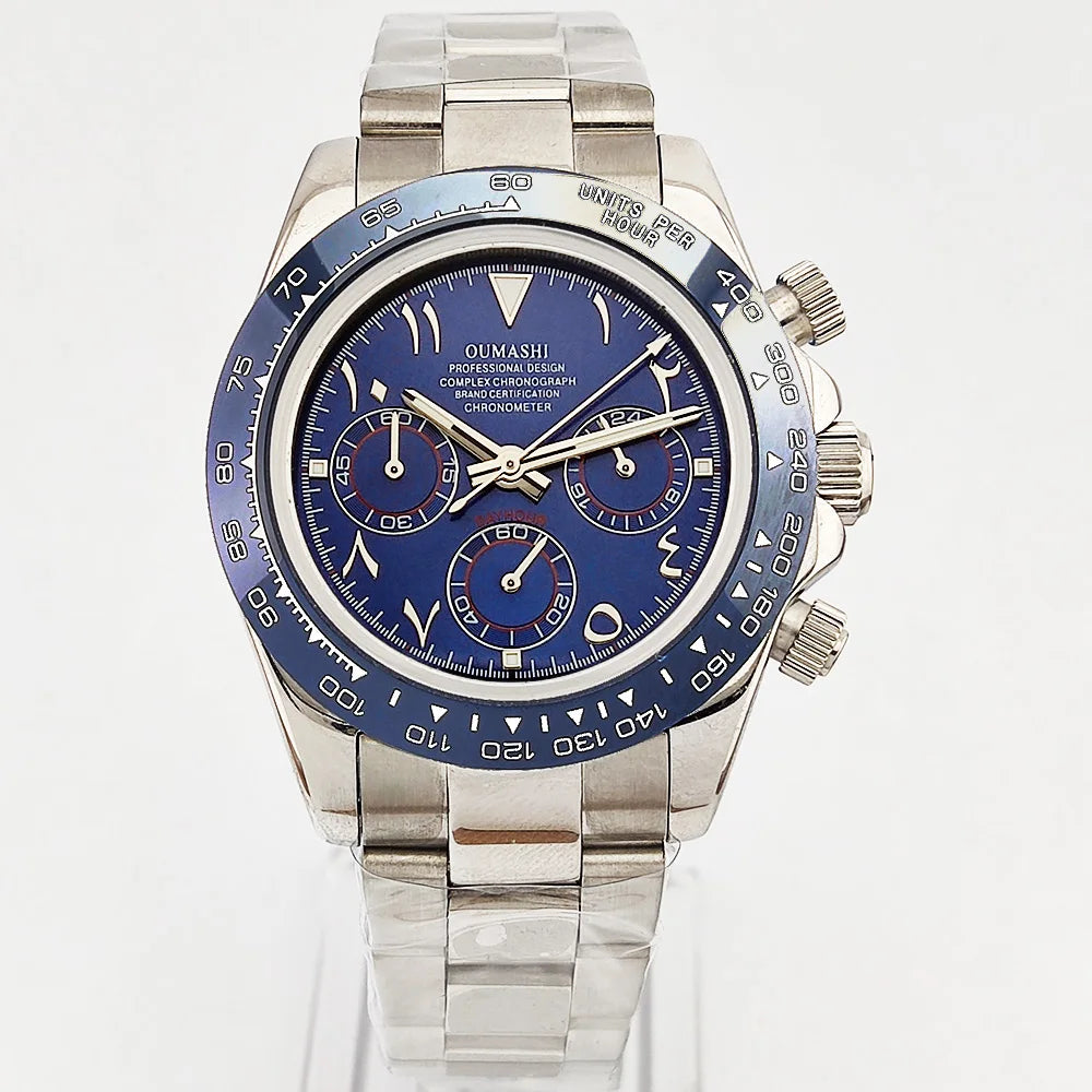 39.3mm watch VK Series 63 Men's watch Arabian Dial Men's watch Luxury Quartz watch VK63 Sport Chronograph Sapphire Glass watches