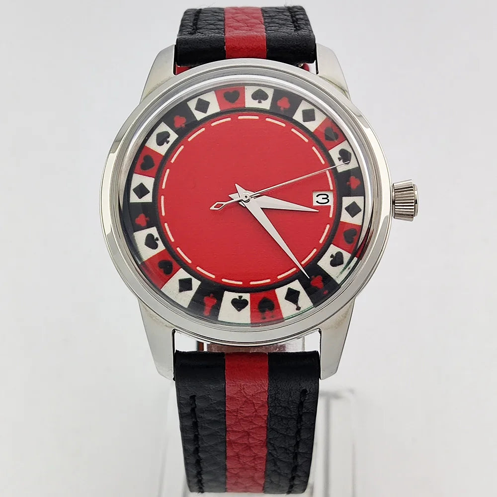 OUMASHI designs the new NH35A mechanical watch for men Russian Roulette Game Mineral Glass Diamond dial for men's watch