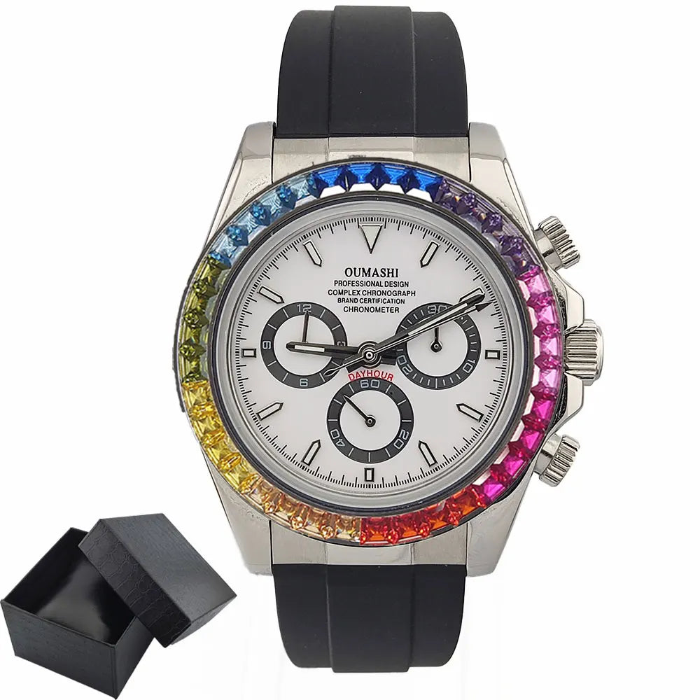 men 4130 watches sapphire Glass GEM automatic mechanical watch 39.3mm 4130 movement men's chronograph watch Waterproof 10ATM