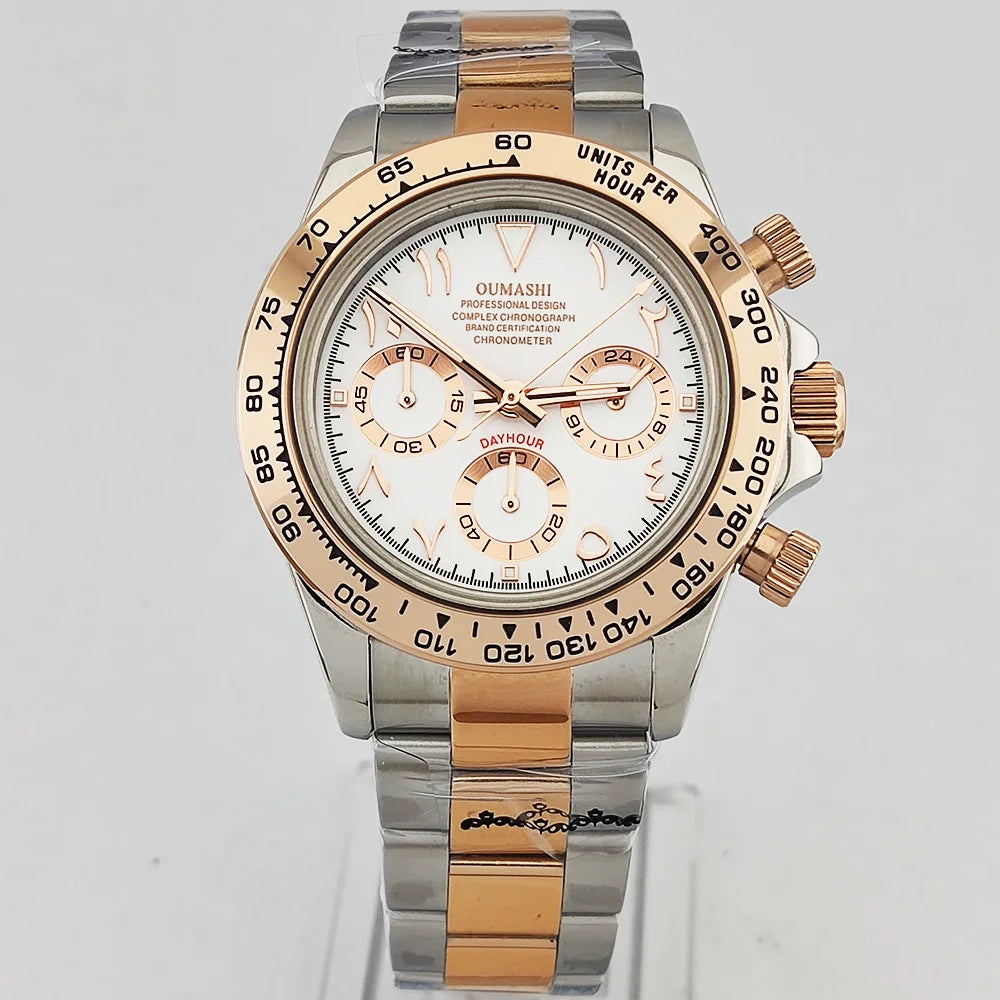 VK63 WATCH 39.3MM Casual Vk63 Quartz Movement Watch Men's waterproof steel case Arabian Dial Chronograph Luminous watch