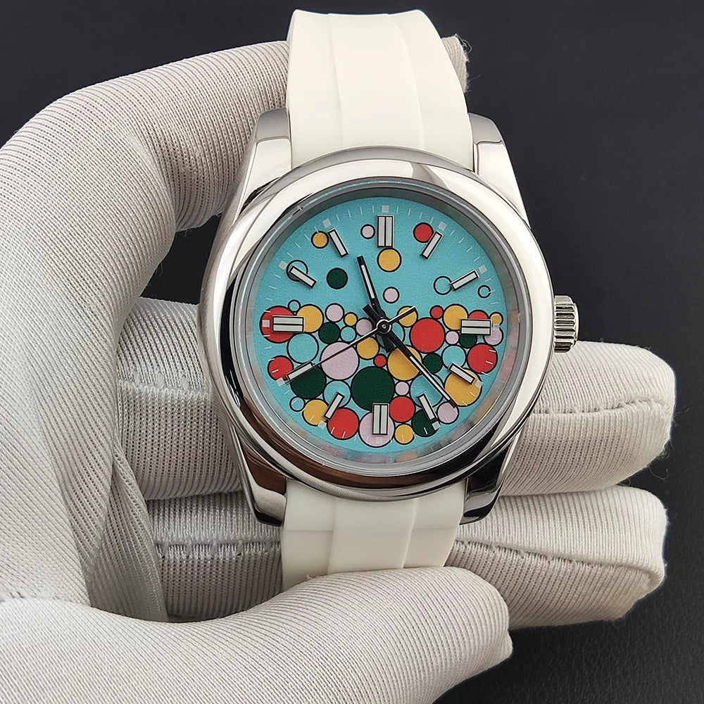 36mm/39mm Men's and women watches color bubble watch NH35 Mechanical watch sapphire glass waterproof watch rubber bracelet 20mm