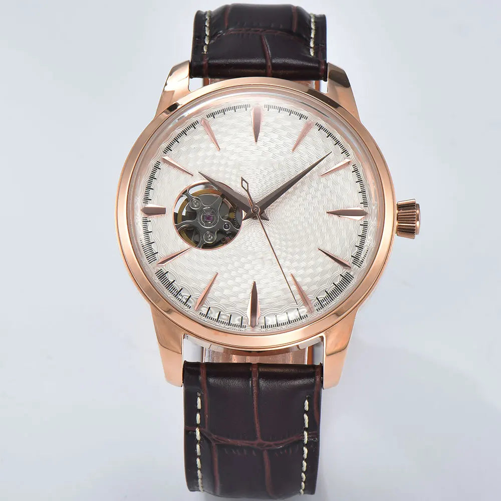 Watch 40.5mm Men's fashion mechanical watch NH38 Skeleton dial design Retro circular case transparent cover men's cocktail watch