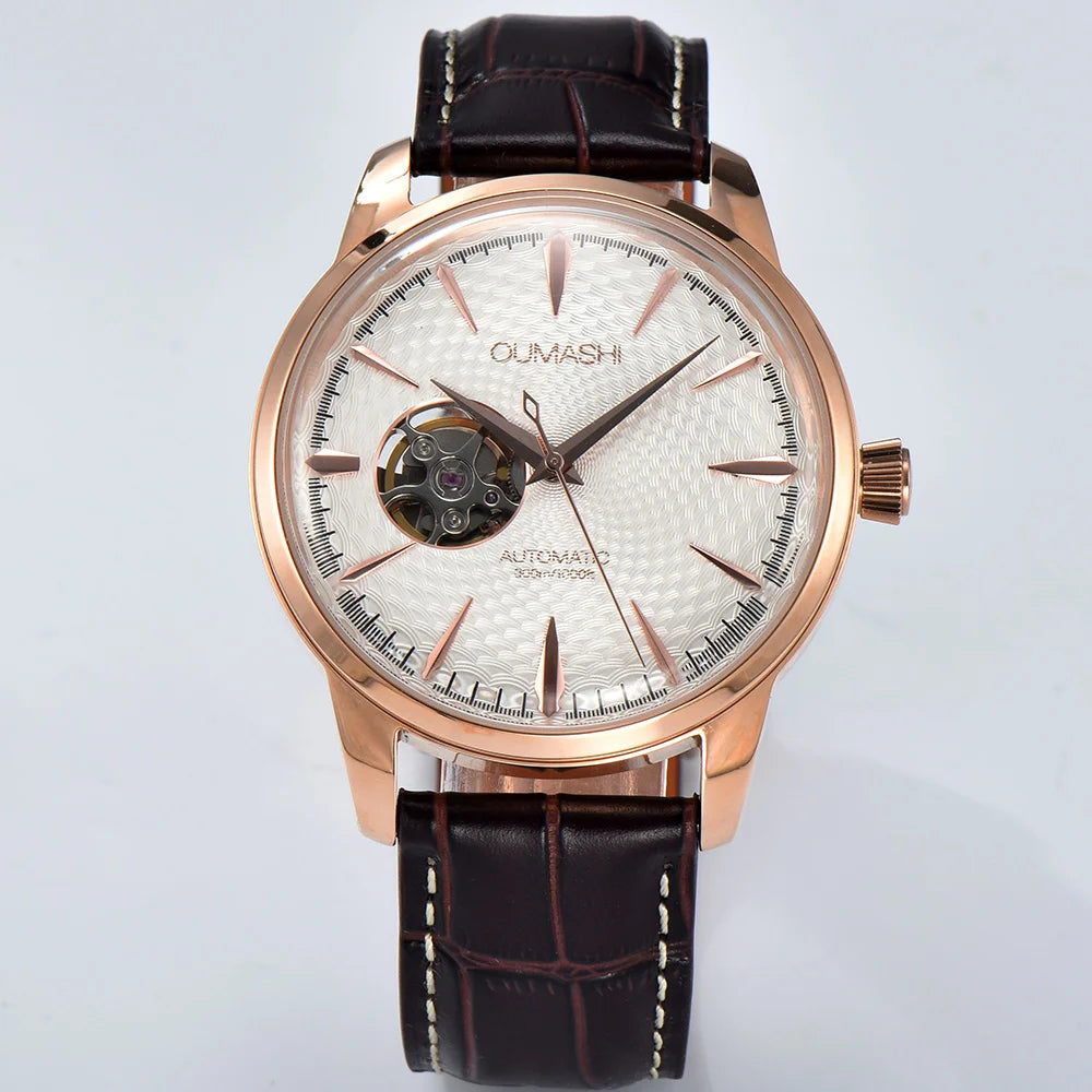 Watch 40.5mm Men's fashion mechanical watch NH38 Skeleton dial design Retro circular case transparent cover men's cocktail watch