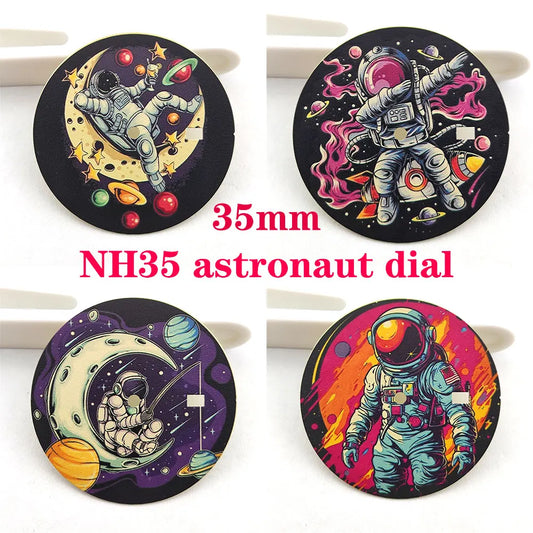 Astronaut element 35mm dial NH35 dial Creative color-printed series dial is suitable for NH35/36 movement watch accessories
