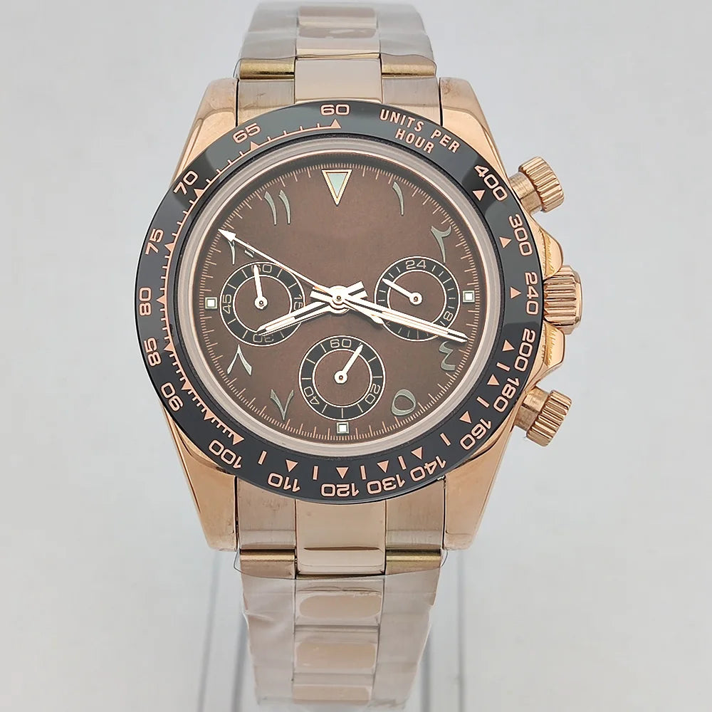 39.3mm watch VK Series 63 Men's watch Arabian Dial Men's watch Luxury Quartz watch VK63 Sport Chronograph Sapphire Glass watches