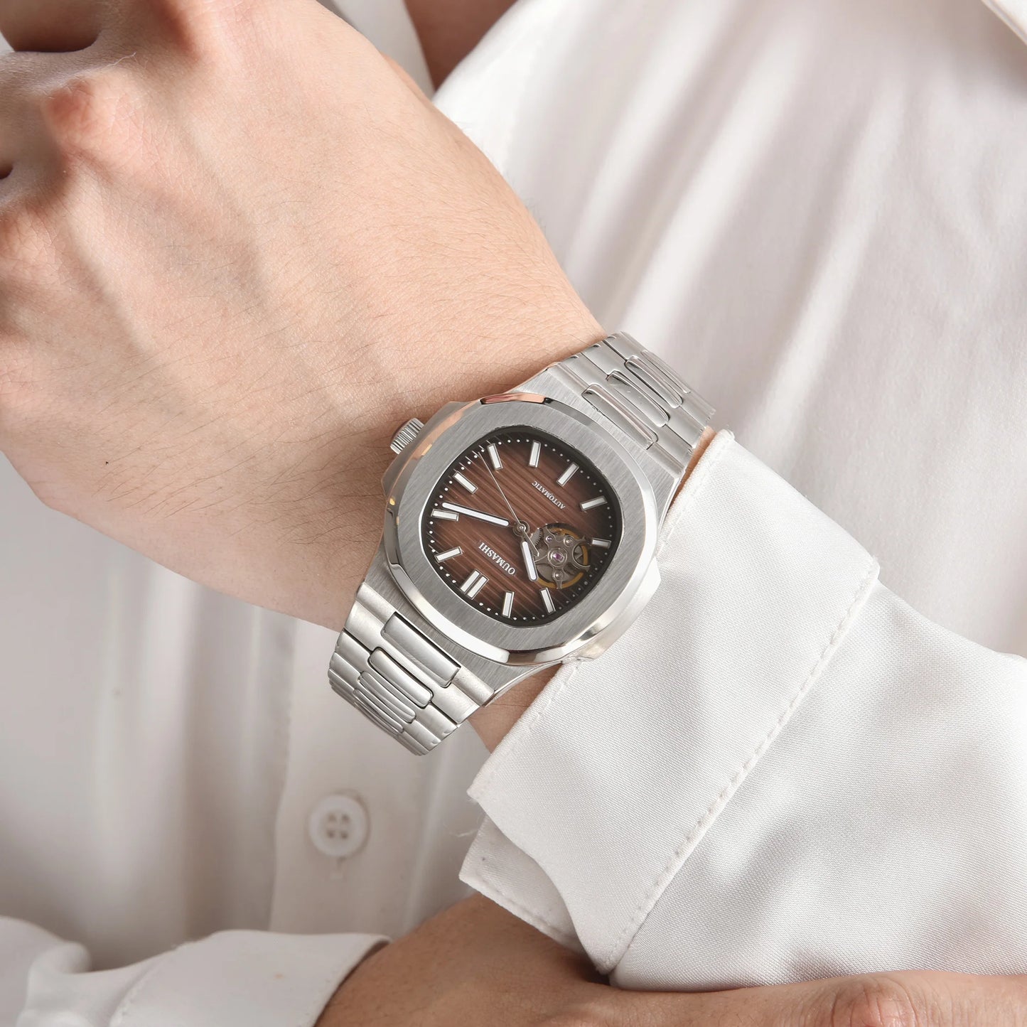 Automatic NH38a Watch 43mm Men's Watch Mechanical Hollow Watch 316L Stainless steel sapphire glass shell waterproof watch 10ATM