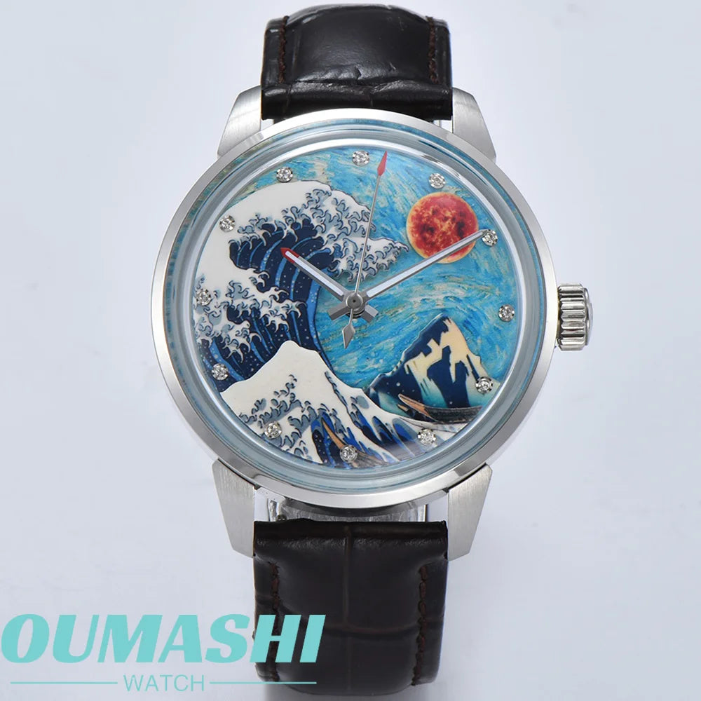 42mm men's mechanical watch Wave Green Luminous Dial Luxury sapphire Glass MIYOTA 8215 Automatic Watch 10ATM Waterproof Watch