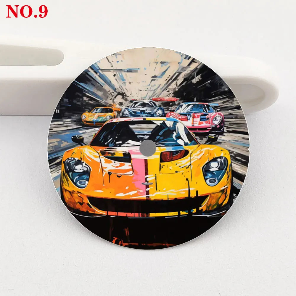 The 28.5mm dial NH35 dial sports car creative color-printed series dial is suitable for NH35/36 movement wristwatch accessories
