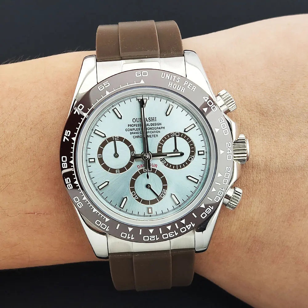 Men's 4130 Automatic Watch Automatic Chronograph Code Watch Stainless Steel sapphire Glass Luxury rubber strap Sports Men's watc