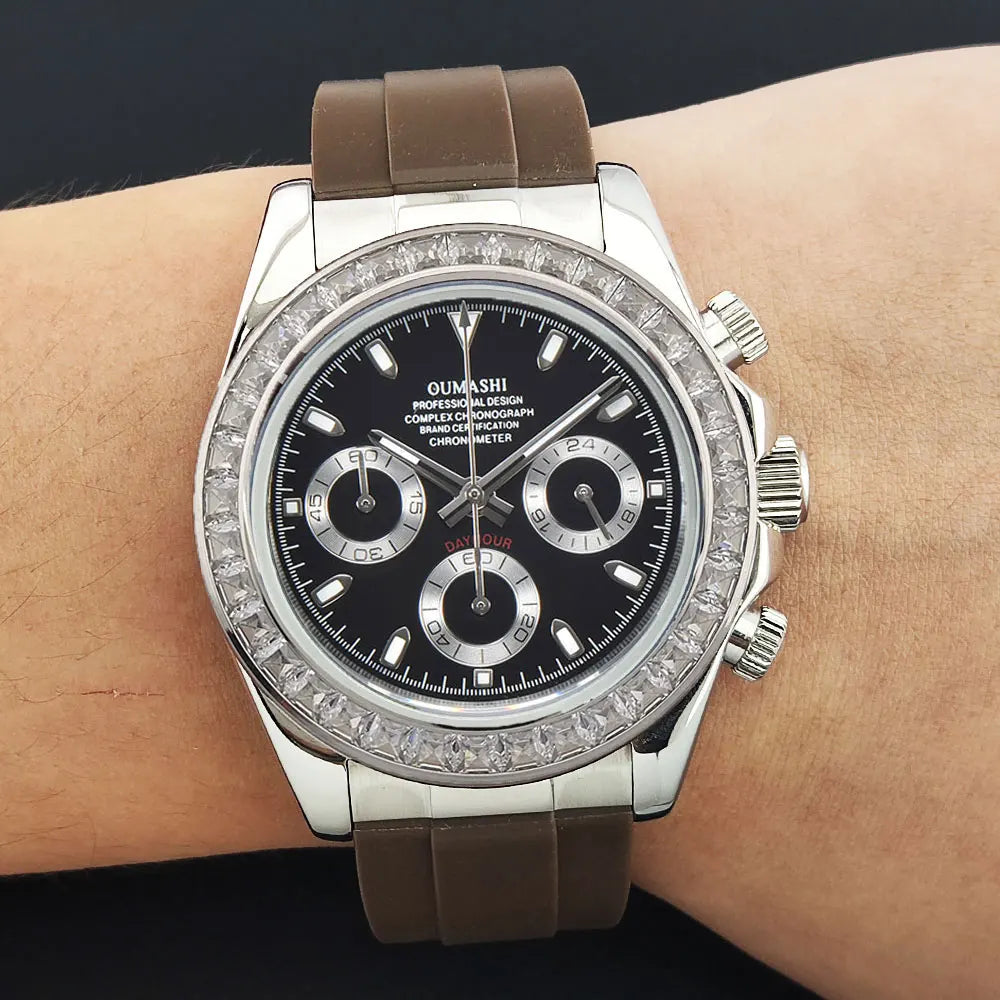 men 4130 watches sapphire Glass GEM automatic mechanical watch 39.3mm 4130 movement men's chronograph watch Waterproof 10ATM