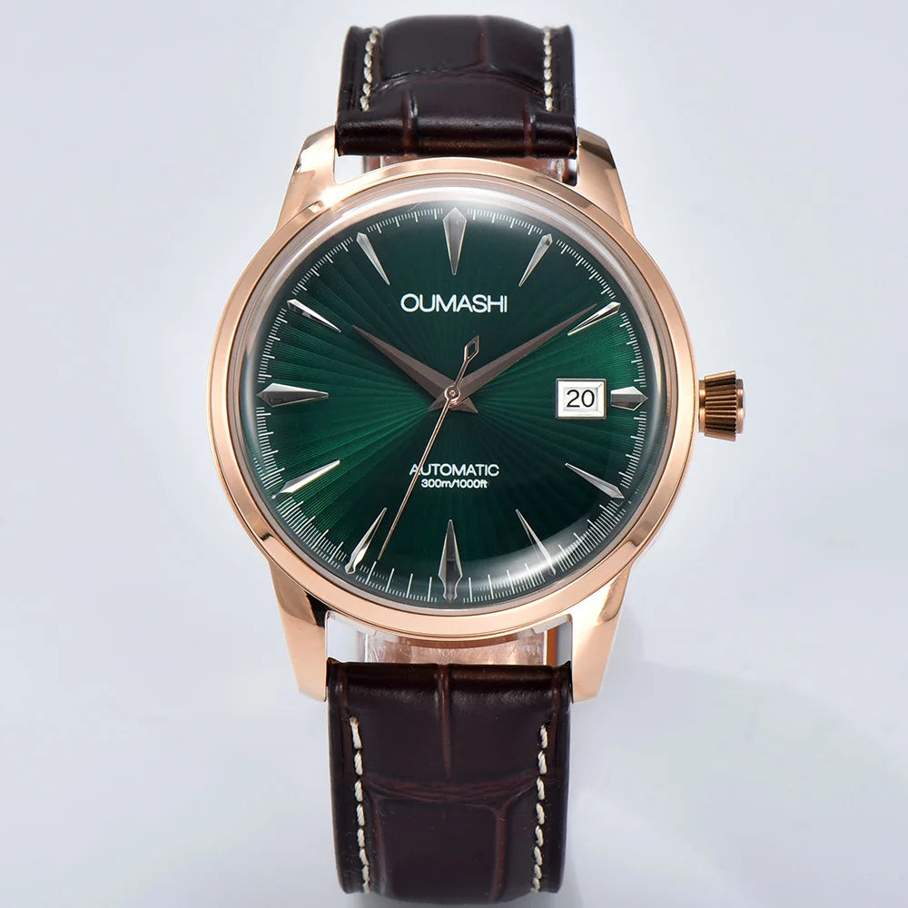 Cocktail watch 40.5mm watch Gemstone Series NH35 Automatic mechanical Men's Watch 10ATM Mineral glass waterproof leather strap
