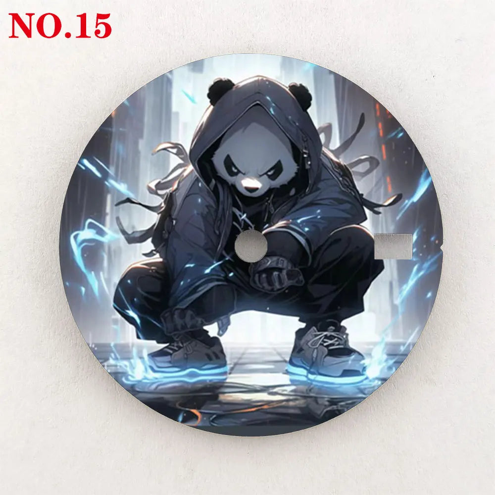 Watch dial 28.5mm NH35 dial custom-made Panda Warrior dial, color printing, watch components are suitable for NH35/36 movement
