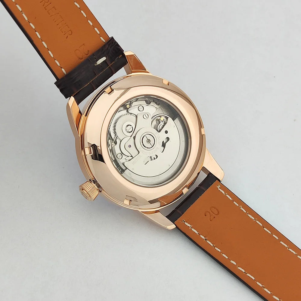 40.5mm Men's fashion watch Gemstone Series NH35 Automatic mechanical Men's Watch 10ATM Mineral glass waterproof leather strap