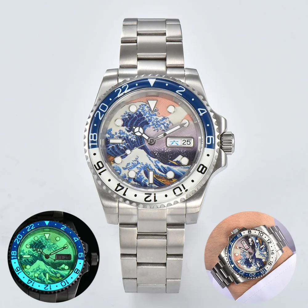 watch 40mm Diver's men NH35A automatic mechanical watch Stainless steel case sapphire glass waterproof 10atm C3 watch
