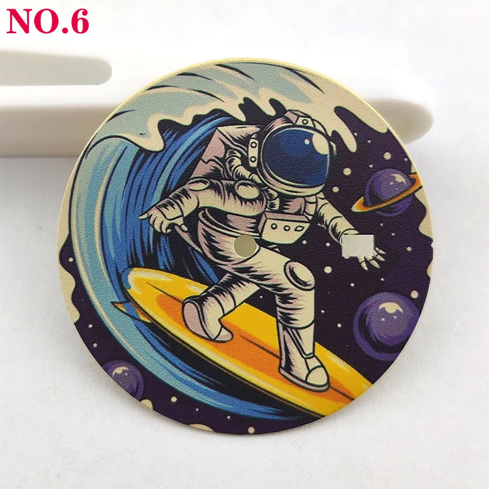 Astronaut element 35mm dial NH35 dial Creative color-printed series dial is suitable for NH35/36 movement watch accessories