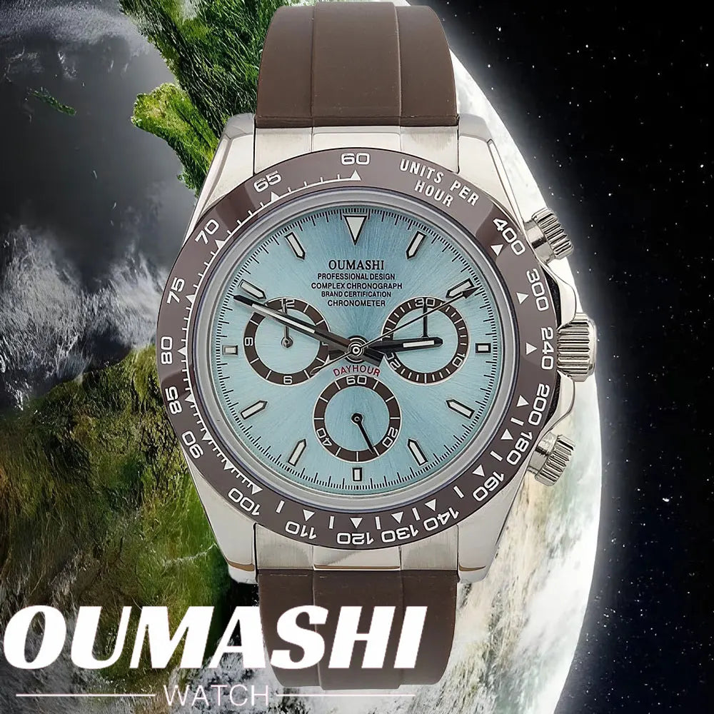 Men's 4130 Automatic Watch Automatic Chronograph Code Watch Stainless Steel sapphire Glass Luxury rubber strap Sports Men's watc